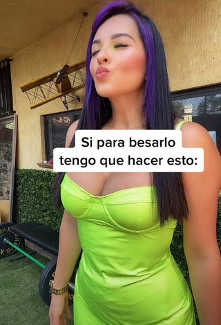 Sweetie Karla Bustillos Shows Cleavage in Lime Green Dress