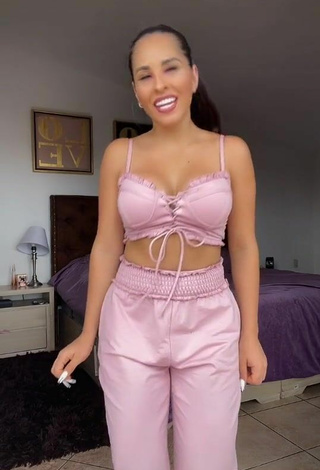 5. Sexy Karla Bustillos Shows Cleavage in Pink Crop Top