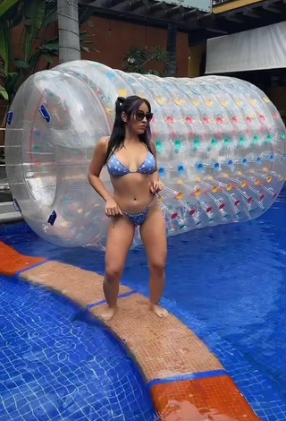 1. Cute Karla Bustillos in Floral Bikini at the Pool
