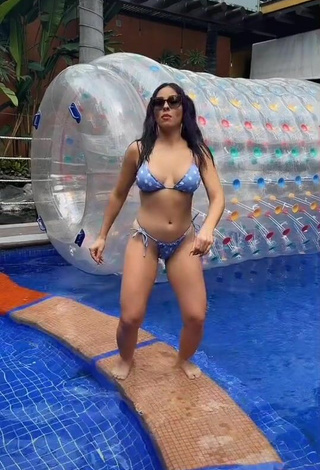 2. Cute Karla Bustillos in Floral Bikini at the Pool