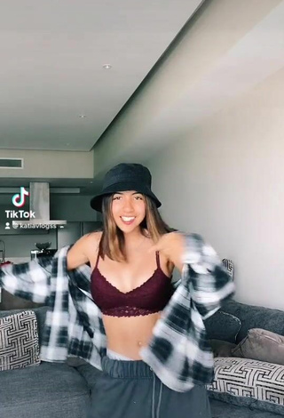 Sexy Katia Vlogs in Brown Crop Top