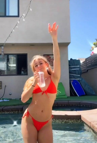2. Katie Sigmond in Inviting Red Bikini at the Swimming Pool