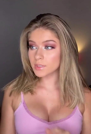 Sexy Kaylie Leas Shows Cleavage in Purple Top