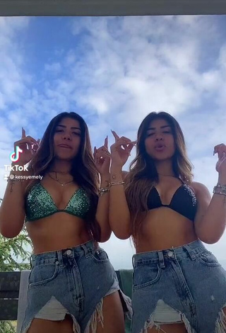 3. Cute Melissa & Cassandra Tejada Shows Cleavage in Bikini Top