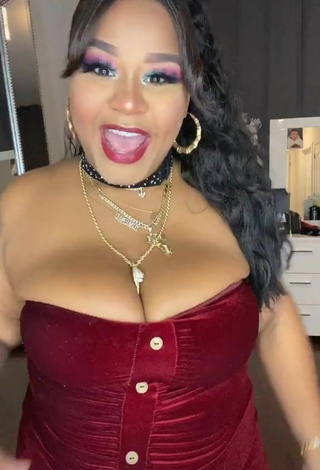 Cute Carol Acosta Shows Cleavage in Red Dress