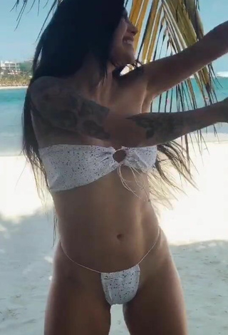 2. Hot Kim Shantal in White Mini Bikini at the Beach