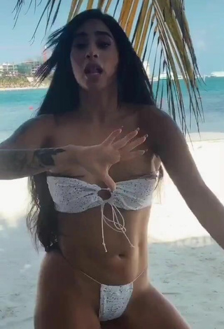 5. Hot Kim Shantal in White Mini Bikini at the Beach