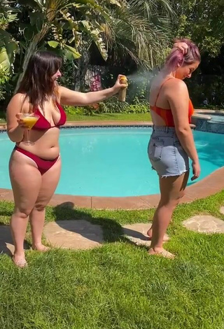 2. Sexy Kira Kosarin in Red Bikini at the Swimming Pool