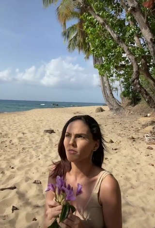 5. Sexy Krystyn Abril Shows Cleavage in Beige Bikini at the Beach