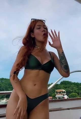 Hot Lara Silva in Green Bikini