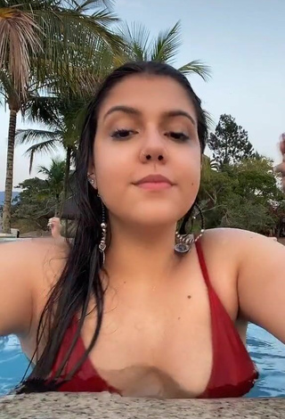 2. Sweetie Luiza Parente in Red Bikini Top at the Swimming Pool
