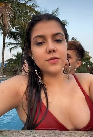 3. Sweetie Luiza Parente in Red Bikini Top at the Swimming Pool
