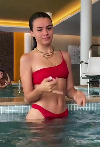 3. Sexy Mar Lucas Vilar in Red Bikini at the Pool