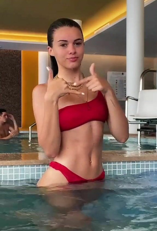 4. Sexy Mar Lucas Vilar in Red Bikini at the Pool