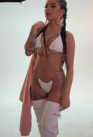 3. Sexy Mirella Fernandez in White Mini Bikini