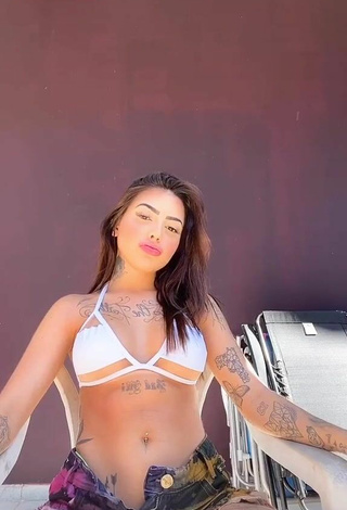 Cute Mirella Fernandez in White Bikini Top