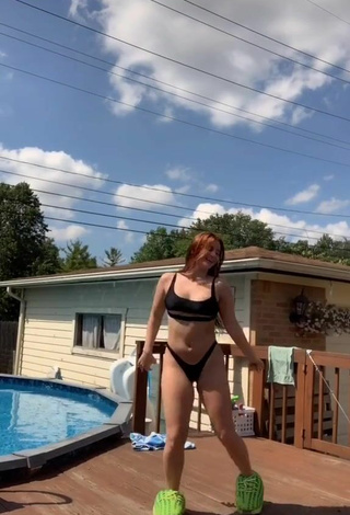 3. Mikaila Murphy in Cute Black Bikini at the Swimming Pool and Bouncing Boobs