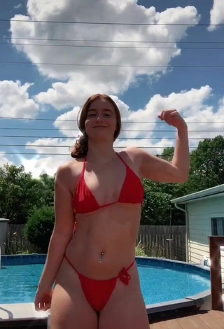 5. Sensual Mikaila Murphy in Red Bikini at the Pool