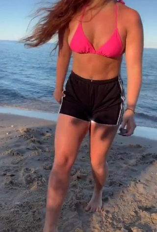 Elegant Mikaila Murphy in Pink Bikini Top at the Beach