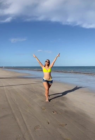 Hottie Mirela Janis in Yellow Bikini at the Beach