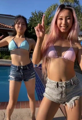 3. Cute Michelle Chin in Bikini Top at the Swimming Pool