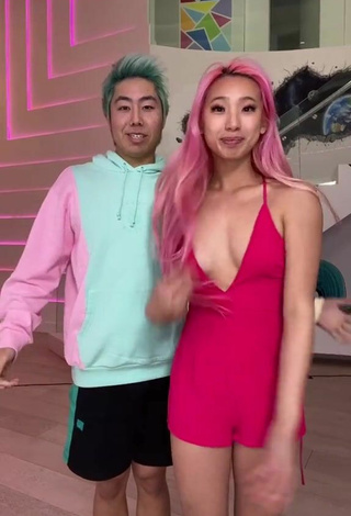 Hot Michelle Chin in Pink Overall