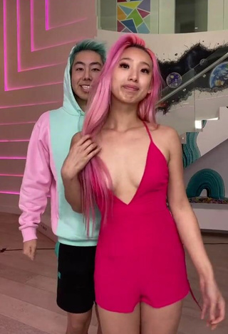 Sexy Michelle Chin in Pink Overall