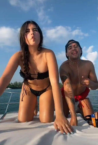 Hottie Nicole García in Black Bikini on a Boat