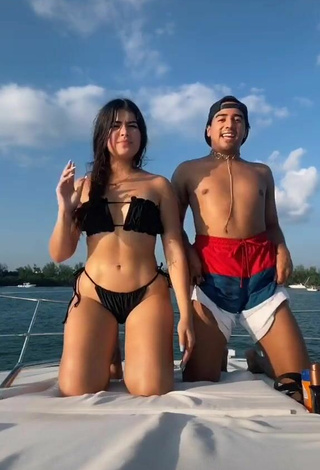 2. Hottie Nicole García in Black Bikini on a Boat