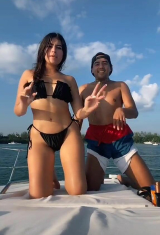 3. Hottie Nicole García in Black Bikini on a Boat