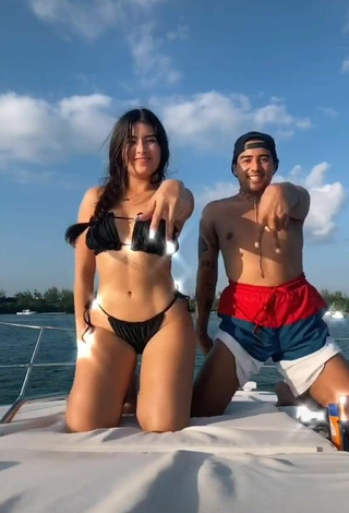 4. Hottie Nicole García in Black Bikini on a Boat