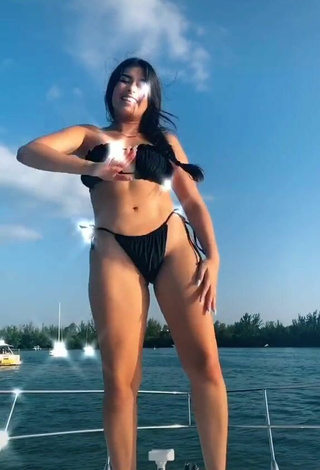 5. Beautiful Nicole García in Sexy Black Bikini on a Boat