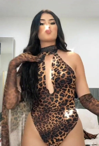 Sexy Nicole García in Leopard Swimsuit