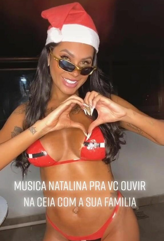 2. Cute Jully Oliveira Shows Cleavage in Red Bikini