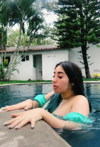 2. Breathtaking Ana Daniela Martínez Buenrostro in Green Bikini at the Swimming Pool