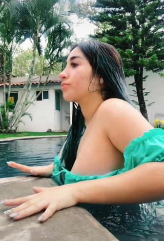 5. Breathtaking Ana Daniela Martínez Buenrostro in Green Bikini at the Swimming Pool
