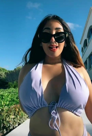Sweetie Ana Daniela Martínez Buenrostro Shows Cleavage in Purple Bikini