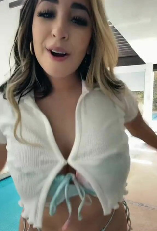 5. Hot Ana Daniela Martínez Buenrostro in White Crop Top at the Swimming Pool