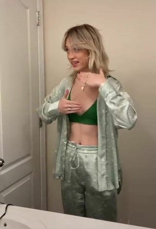 2. Cute Riley Hubatka in Green Sport Bra