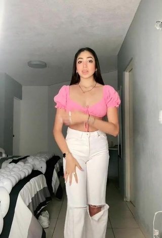 Sweetie Rosalinda Salinas Shows Cleavage in Pink Crop Top