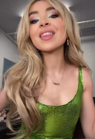 2. Sexy Sabrina Carpenter in Green Dress