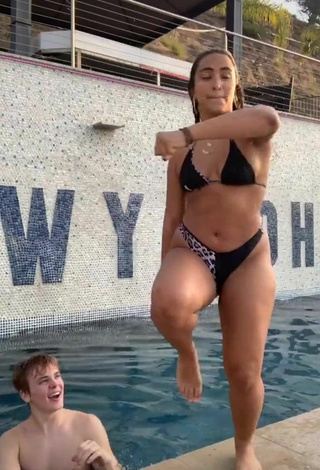 Sienna Mae Gomez in Appealing Black Bikini at the Swimming Pool