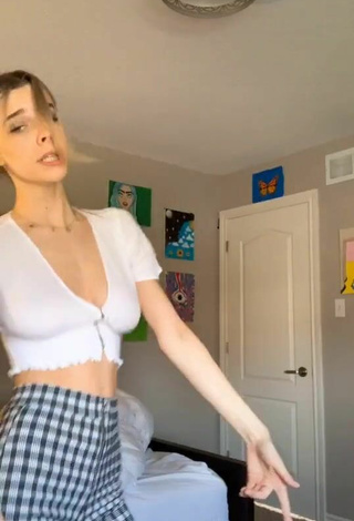 6. Ashley Matheson in Inviting White Crop Top Braless and Bouncing Boobs