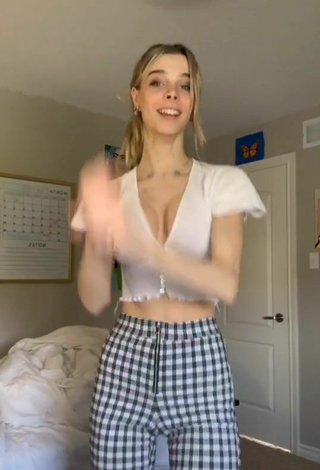 6. Ashley Matheson in Seductive White Crop Top Braless and Bouncing Tits
