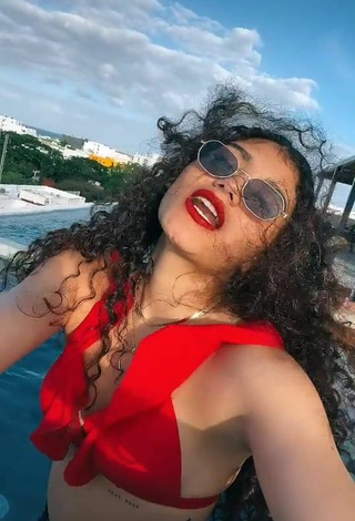 Erotic Sofia Mata in Red Bikini Top