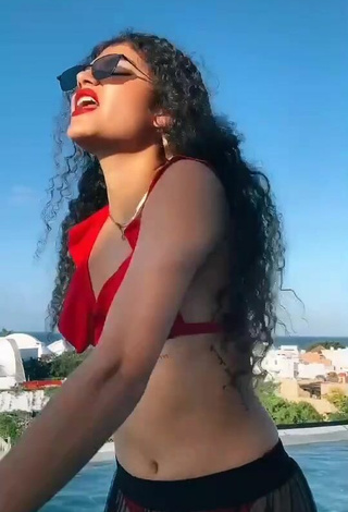 1. Cute Sofia Mata in Red Bikini Top