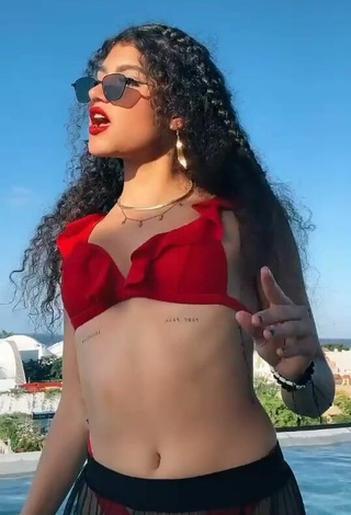 Cute Sofia Mata in Red Bikini Top
