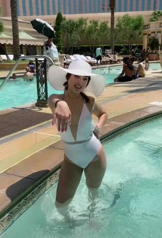 1. Sexy Sophia Talamas in White Swimsuit in the Pool