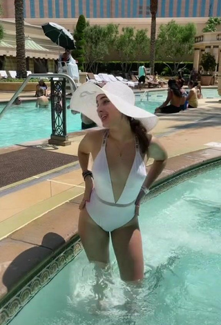 2. Sexy Sophia Talamas in White Swimsuit in the Pool