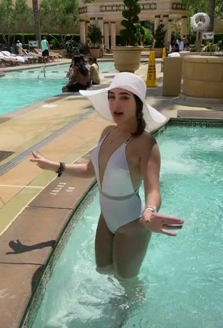 4. Sexy Sophia Talamas in White Swimsuit in the Pool